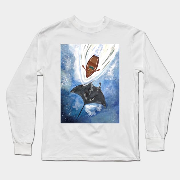 Cosmic Manta Ray Long Sleeve T-Shirt by Loving's Designs